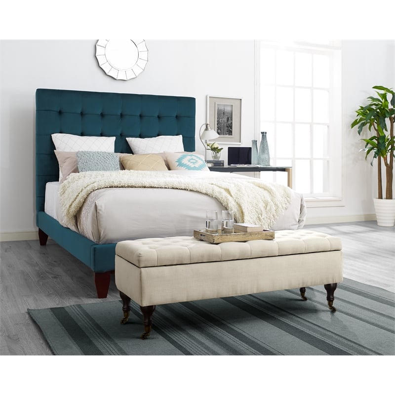 Elle Decor Collette Tufted Storage Bench Cream