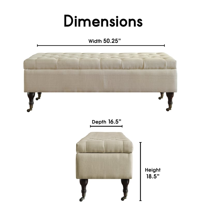 Elle Decor Collette Tufted Storage Bench Cream