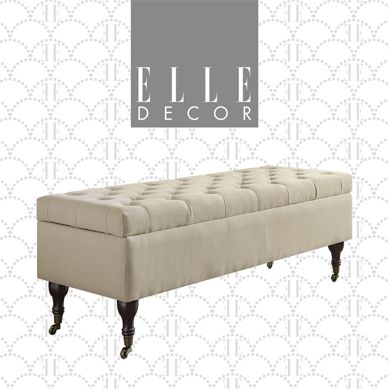 Elle Decor Collette Tufted Storage Bench Cream OTMCLTCRMW02