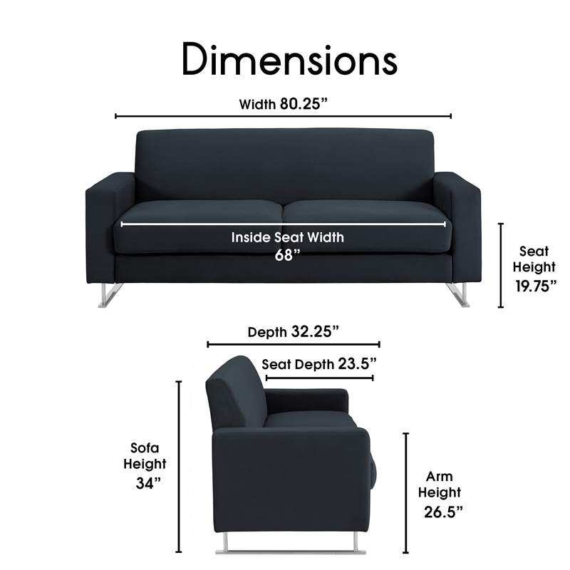 Elle Decor Baylie Sofa - French Cobalt Velvet