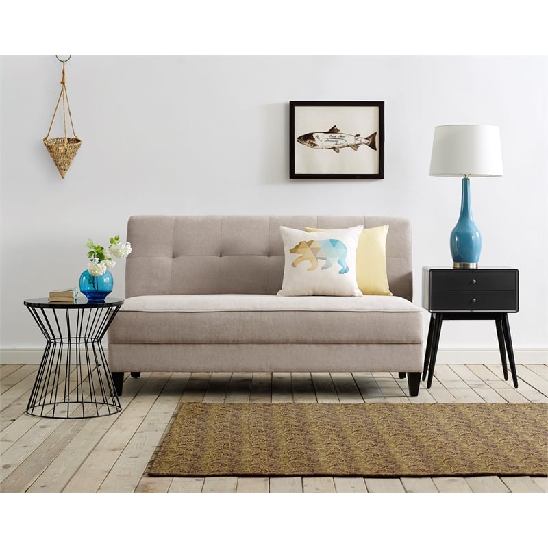 Elle Decor Yvonne Mid-Century Upholstered Sofa - French Ivory