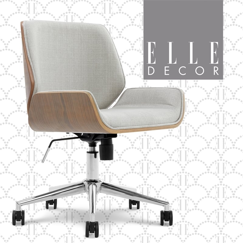 Elle Decor Ophelia Home Office Desk Chair Modern Ergonomic Woven Fabric Gray