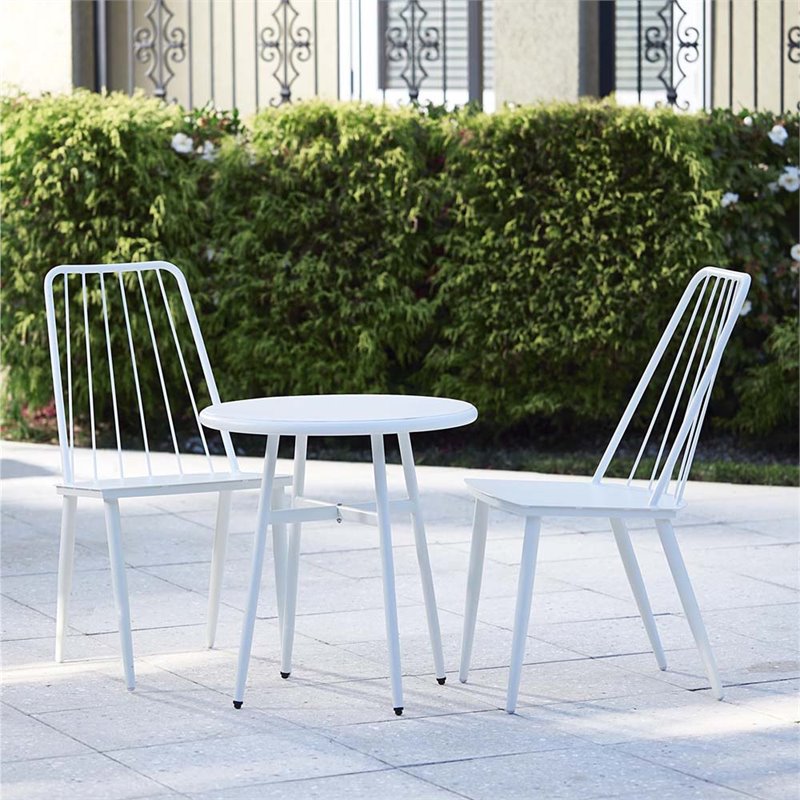 Outdoor 3 Piece Metal Patio Bistro Set in White 87810WHTE