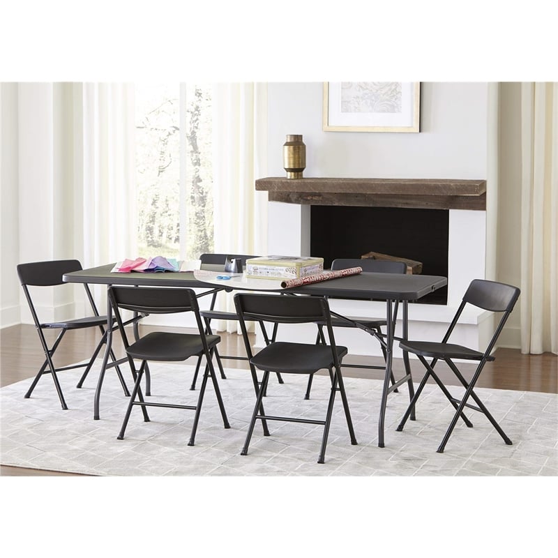 Cosco 6' Centerfold Blow Molded Folding Table in Black