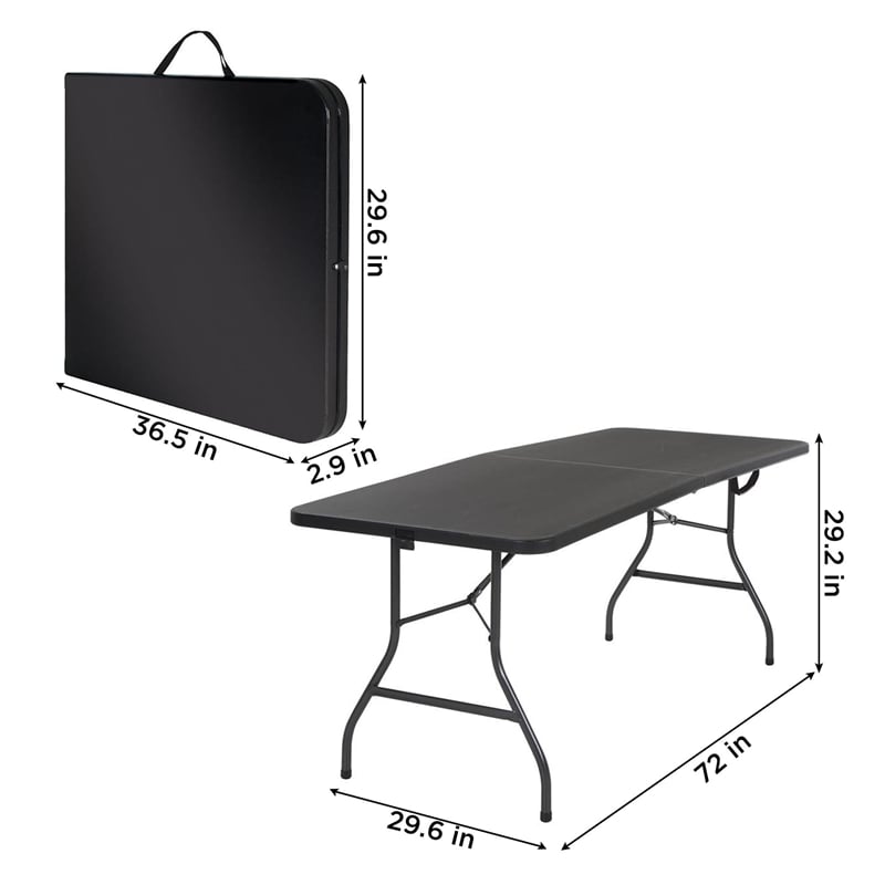 Cosco 6' Centerfold Blow Molded Folding Table in Black