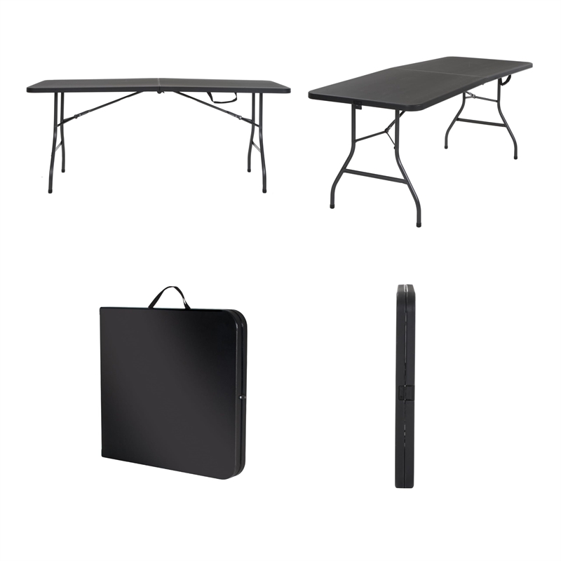 Cosco 6' Centerfold Blow Molded Folding Table in Black