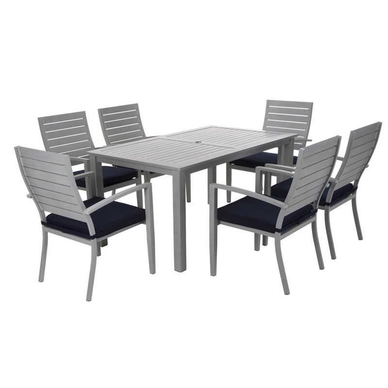Cosco Outdoor Blue Veil 7 Piece Patio Dining Set With Cushions In Cosco Outdoor Blue Veil 7 Piece Patio Dining Set With Cushions In Gray