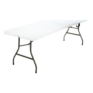 COSCO Deluxe 8' x 30'' Fold-in-Half Blow Molded Folding Table in White