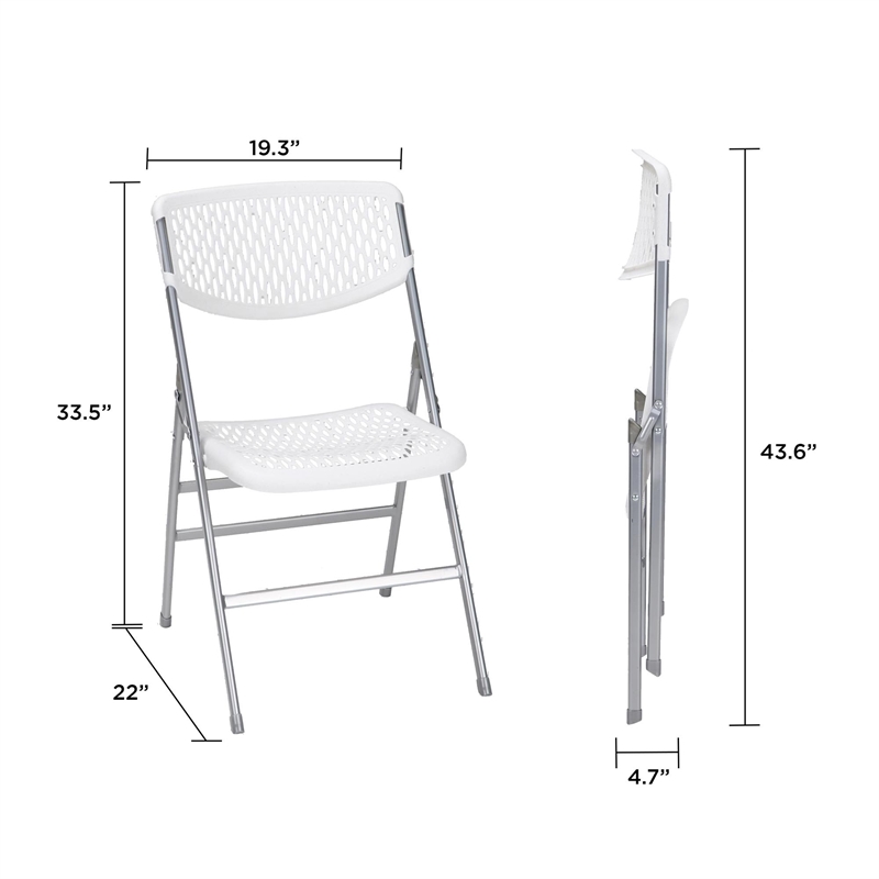 COSCO Commercial Resin Mesh Folding Chair in White (4-Pack)