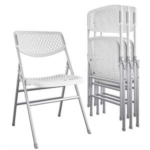 cosco commercial resin mesh folding chair in white (4-pack)