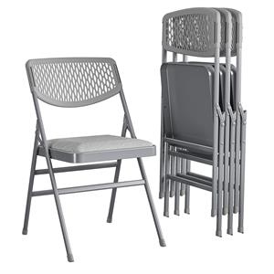 cosco ultra comfort commercial folding chair in gray (4-pack)