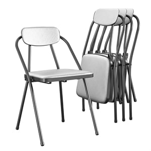 cosco stylaire vinyl padded folding chair in gray (4-pack)
