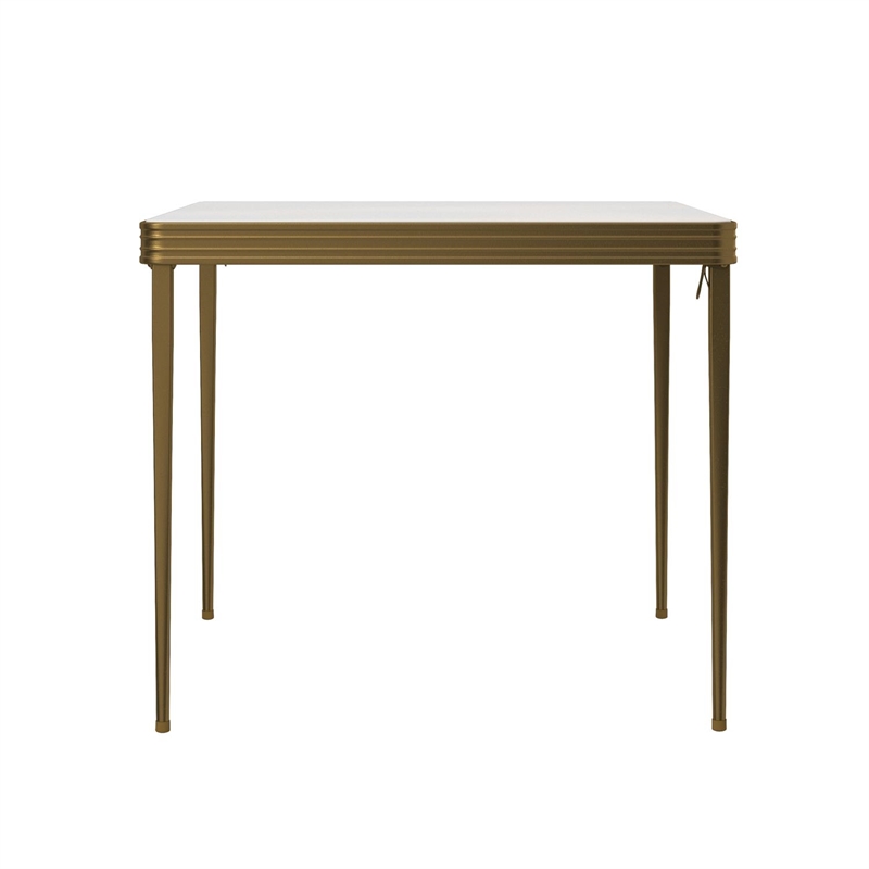 COSCO Stylaire 32" Square Vinyl Top Folding Table in Gold & White