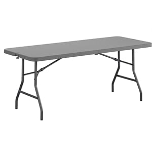 zown classic 6' commercial fold-in-half blow mold table in gray
