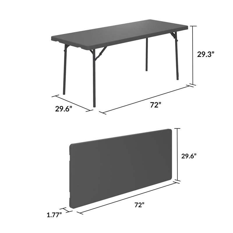 ZOWN Classic 6' Commercial Blow Folding Table in Gray
