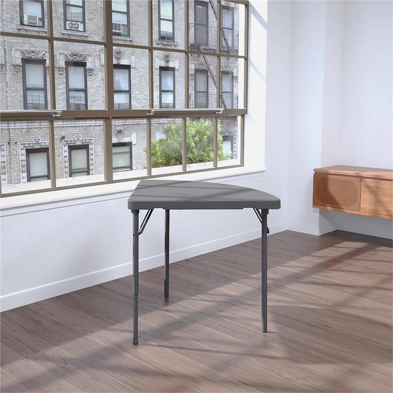ZOWN Classic Corner Commercial Blow Mold Folding Table in Gray 2-Pack
