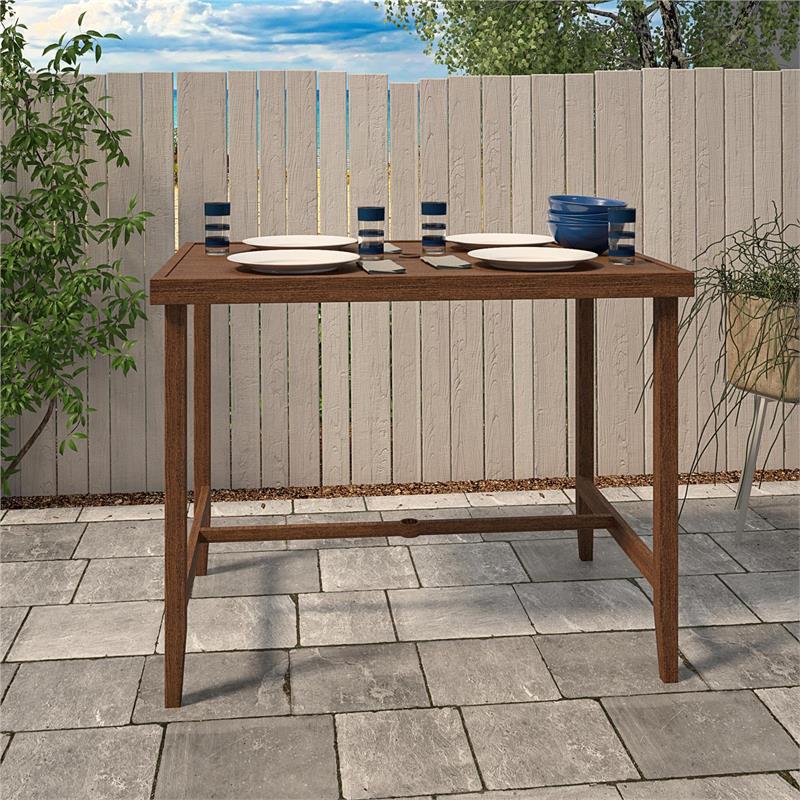 COSCO Outdoor Living Patio Bar Table in Steel in Brown