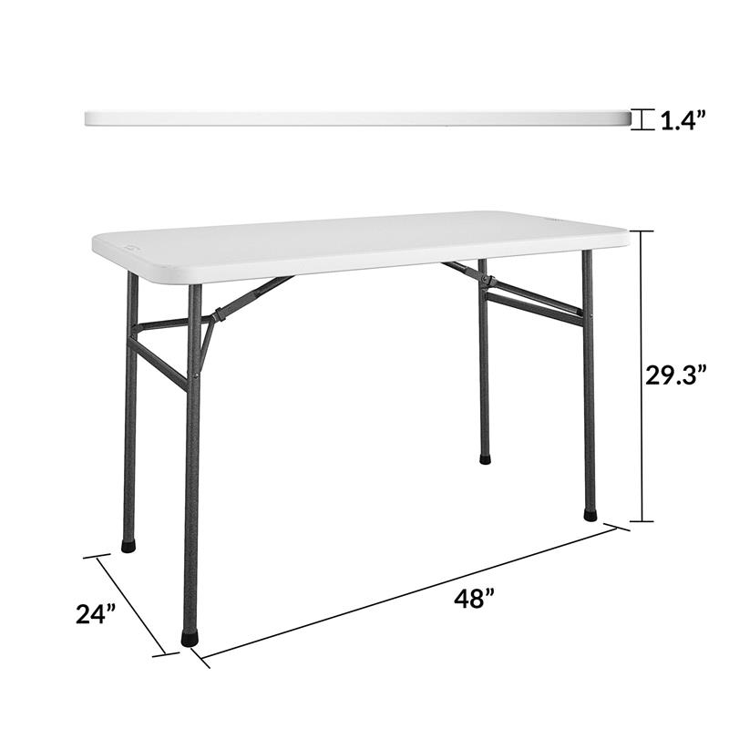 COSCO 4 ft. Straight Folding Utility Table Indoor & Outdoor in White