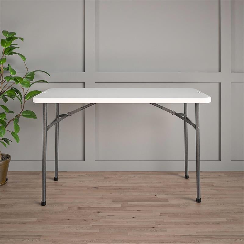 COSCO 4 ft. Straight Folding Utility Table Indoor & Outdoor in White