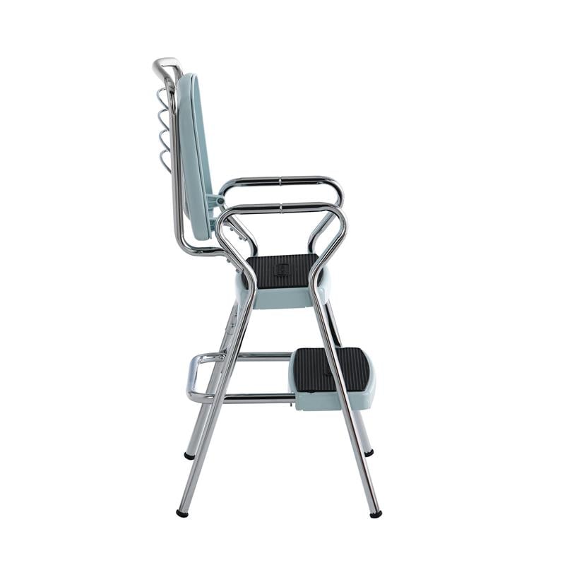 COSCO Stylaire Retro Chair + Step Stool with Flip-Up Seat in Teal