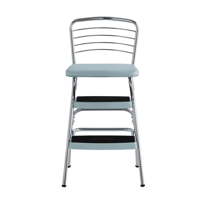 COSCO Stylaire Retro Chair + Step Stool with Flip-Up Seat in Teal