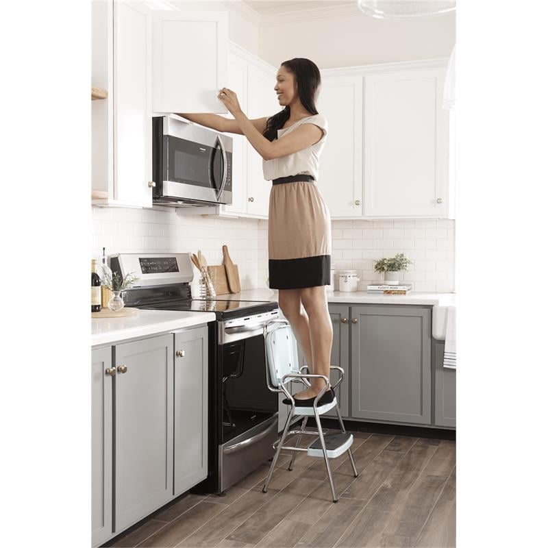 COSCO Stylaire Retro Chair + Step Stool with Flip-Up Seat in Teal
