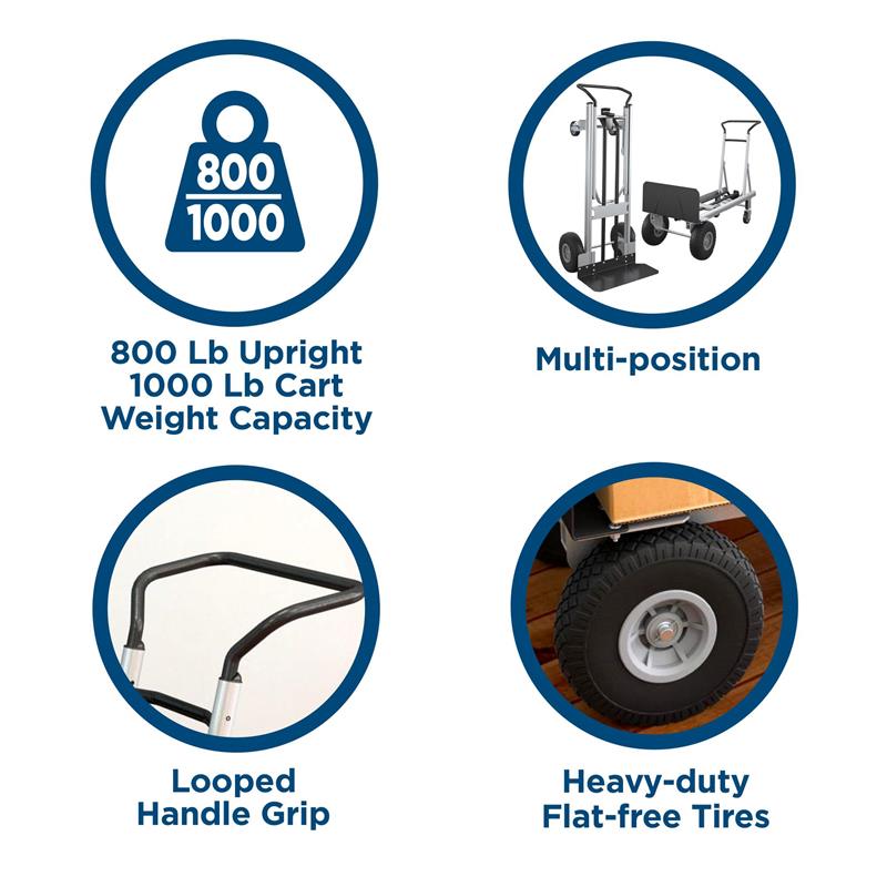 COSCO 2-in-1 Hybrid Handtruck Commercial Use 1000lb/800lb Weight capacity