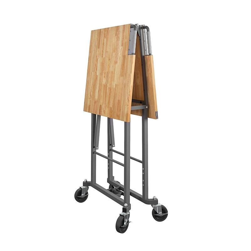 COSCO Smartfold Portable Folding Workbench Hardwood Top in Dark Gray