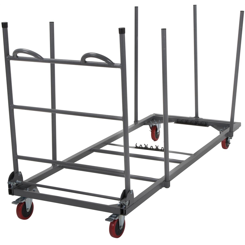 ZOWN Commercial Rectangular Folding Table Trolley Cart in Gray