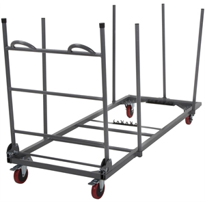 zown commercial rectangular folding table trolley cart in gray