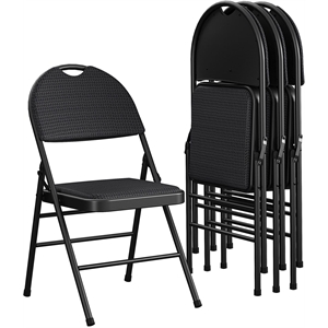 cosco commercial xl comfort fabric padded metal folding chair in black (4-pack)