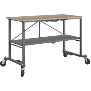 cosco smartfold portable workbench folding utility table with casters in gray