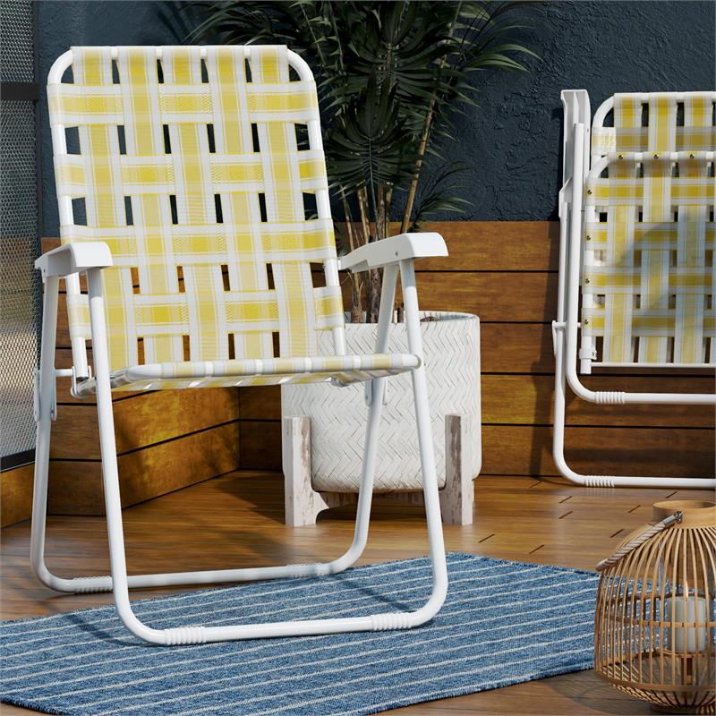 Novogratz Poolside Gossip Collection Priscilla Folding Chairs Yellow (2-Pack)