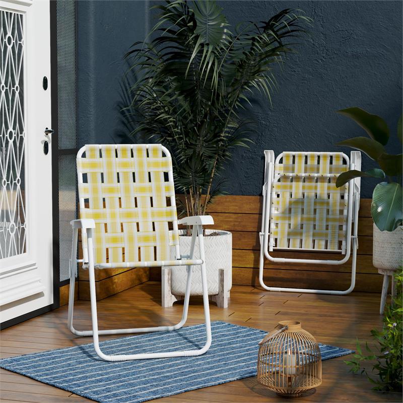 Novogratz Poolside Gossip Collection Priscilla Folding Chairs Yellow (2-Pack)