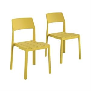 novogratz poolside collection chandler stacking dining chairs in yellow (2-pack)