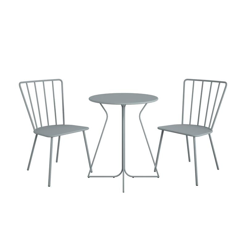 Novogratz Poolside Gossip Heidi 3-Piece Indoor/Outdoor Bistro Set in Light Gray