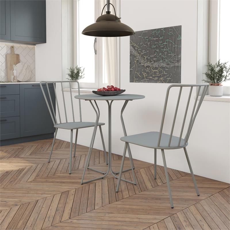 Novogratz Poolside Gossip Heidi 3-Piece Indoor/Outdoor Bistro Set in Light Gray