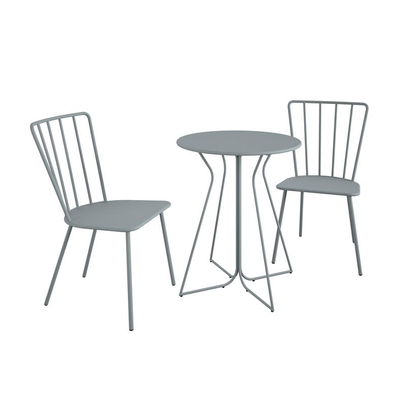 Novogratz Poolside Gossip Heidi 3-Piece Indoor/Outdoor Bistro Set in Light Gray