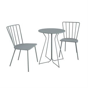 Novogratz Poolside Gossip Heidi 3-Piece Indoor/Outdoor Bistro Set in Light Gray