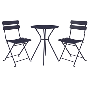 cosco outdoor living 3 piece bistro set with 2 folding chairs in navy