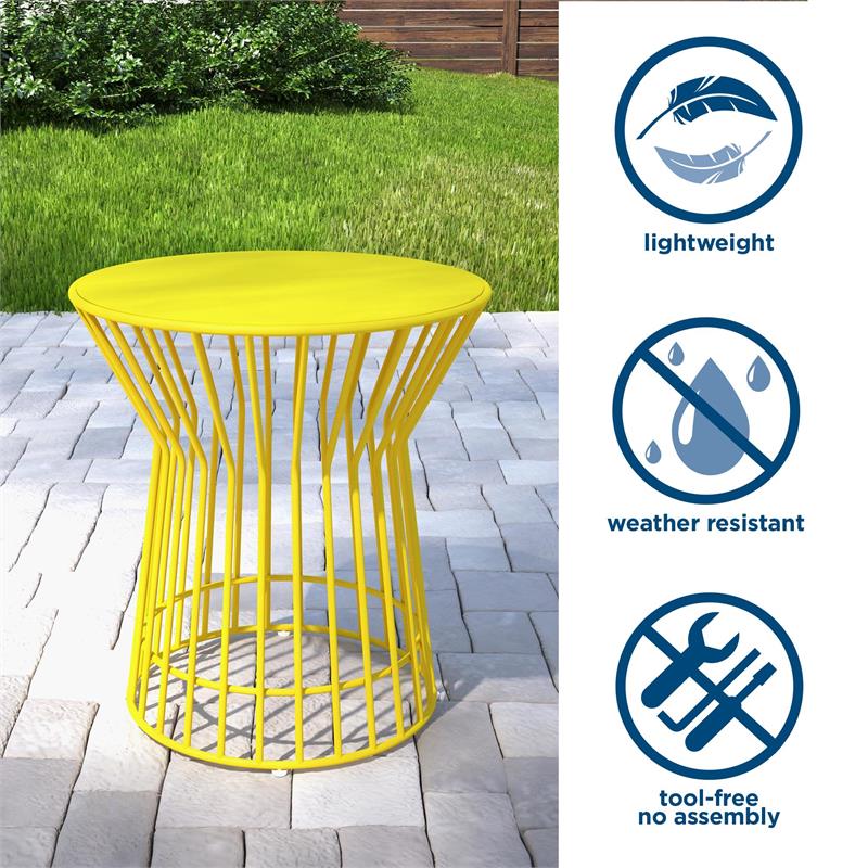 Novogratz Poolside Gossip Collection Roberta Outdoor/Indoor Side Table in Yellow
