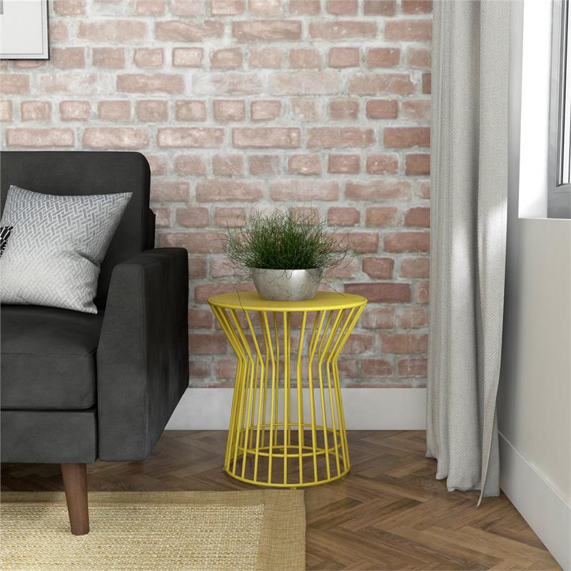 Novogratz Poolside Gossip Collection Roberta Outdoor/Indoor Side Table in Yellow