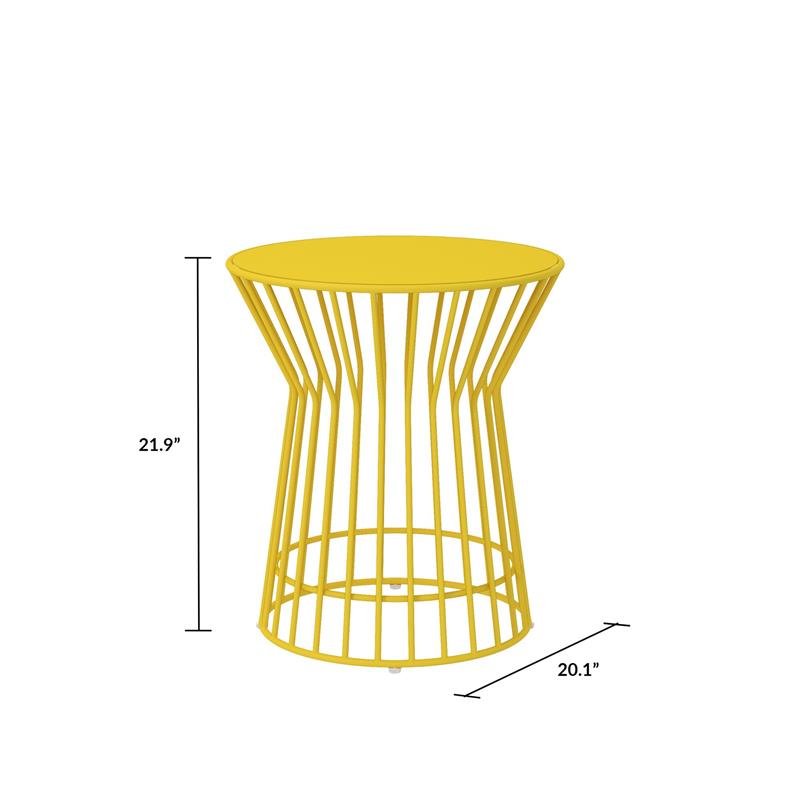 Novogratz Poolside Gossip Collection Roberta Outdoor/Indoor Side Table in Yellow
