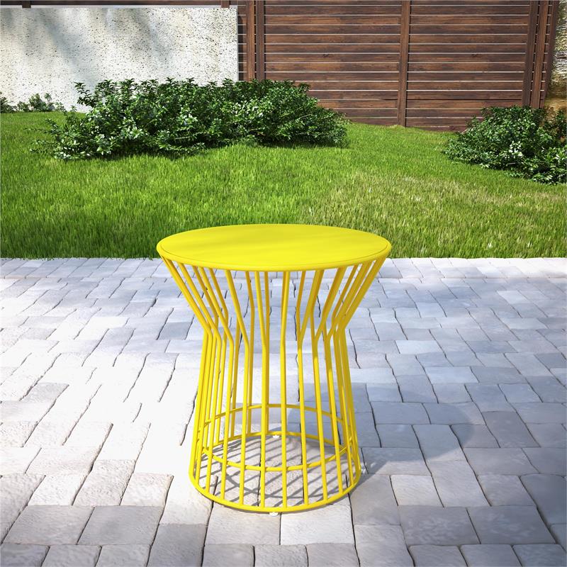 Novogratz Poolside Gossip Collection Roberta Outdoor/Indoor Side Table in Yellow