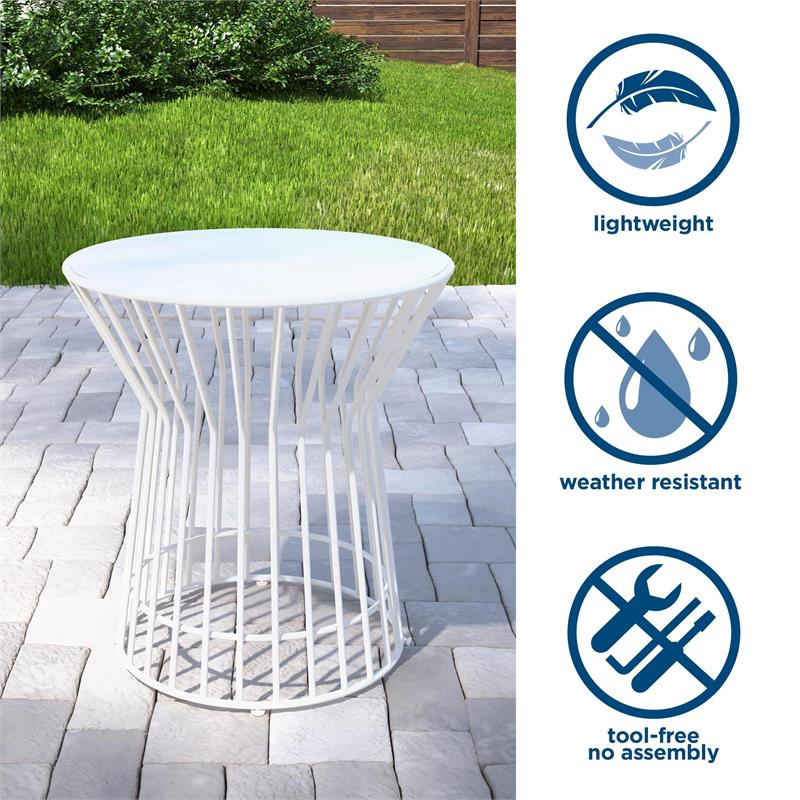 Novogratz Poolside Gossip Collection Roberta Outdoor/Indoor Side Table in White