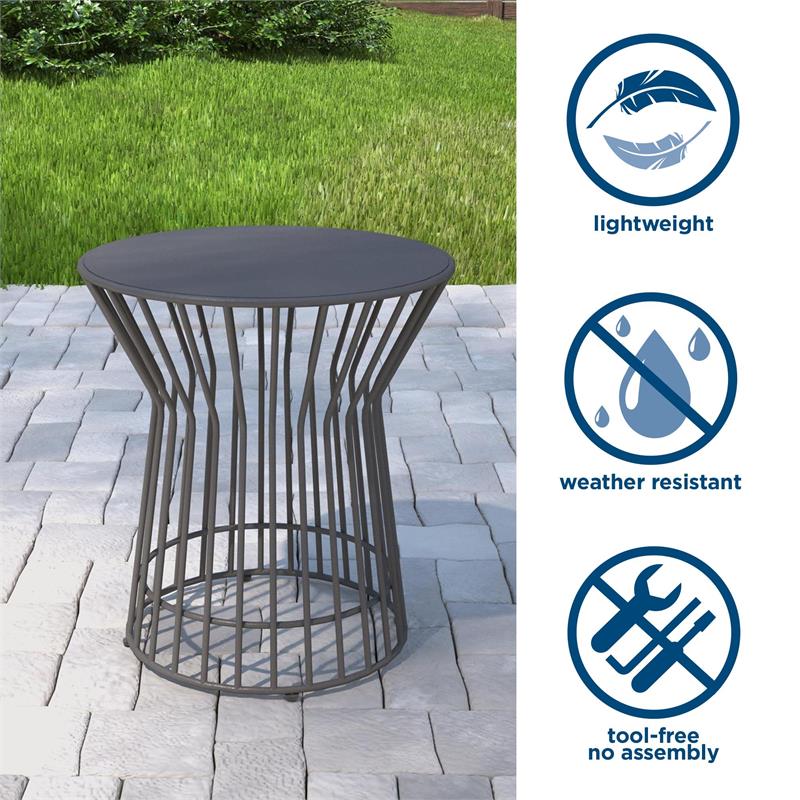 Novogratz Poolside Gossip Collection Roberta Side Table in Charcoal