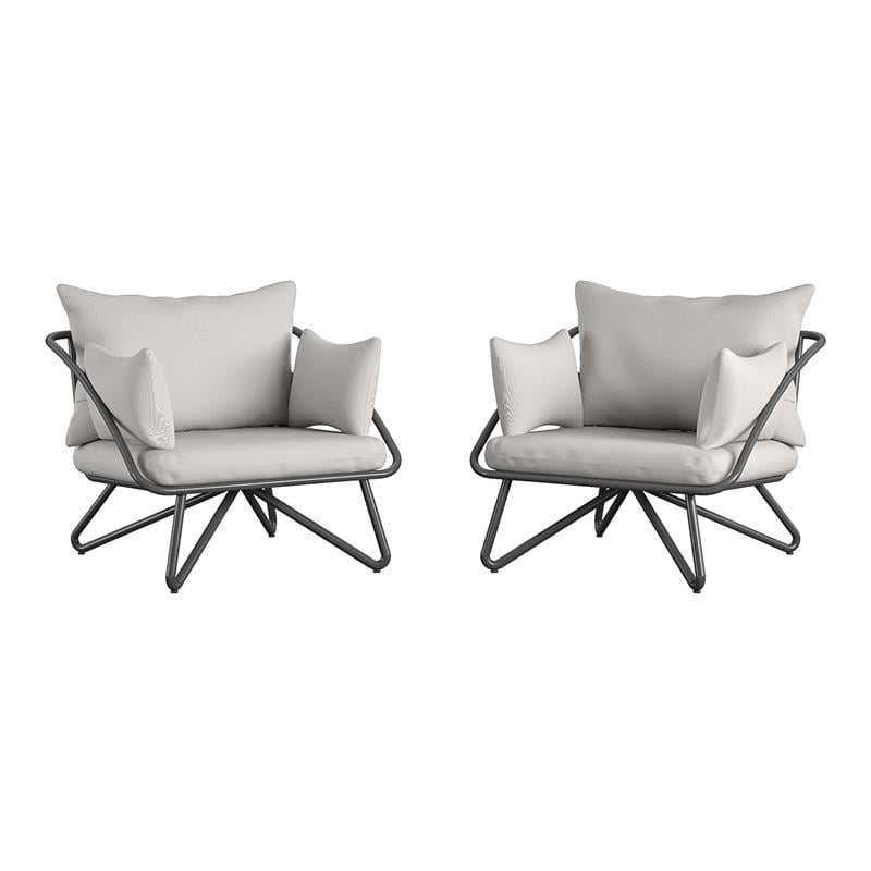 Novogratz Poolside Gossip Collection Teddi Lounge Chairs 2-piece in Charcoal