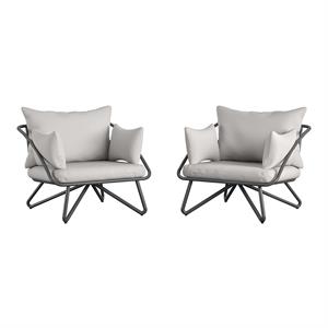 Novogratz Poolside Gossip Collection Teddi Lounge Chairs 2-piece in Charcoal