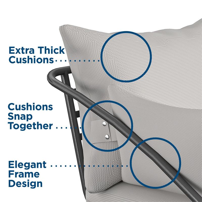 Novogratz Poolside Gossip Collection Teddi Lounge Chairs 2-piece in Charcoal