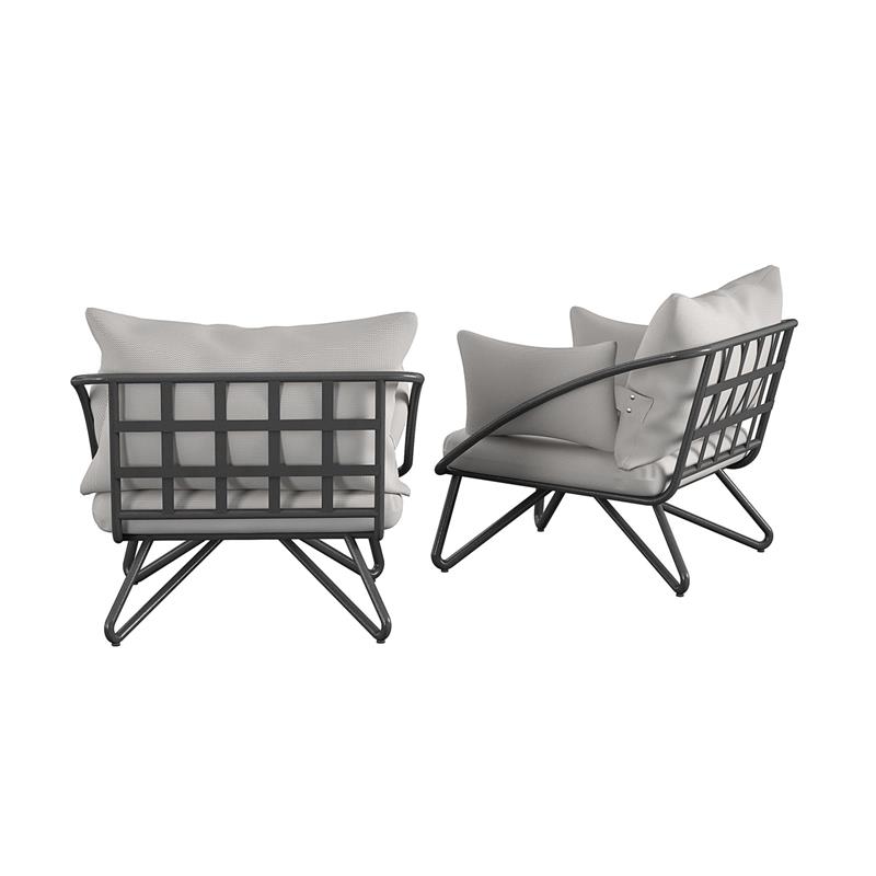 Novogratz Poolside Gossip Collection Teddi Lounge Chairs 2-piece in Charcoal